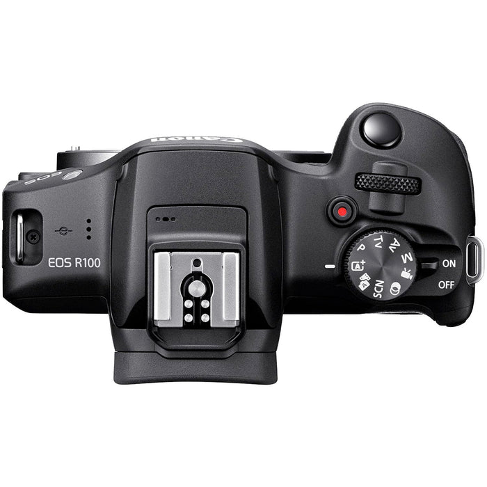 Canon EOS R100 Mirrorless Camera Kit with RF-S 18-45mm f/4.5-6.3 IS STM and EF 75-300mm f/4-5.6 III Dual Lens Bundle, 24.1MP APS-C Sensor, 4K Video, DIGIC 8 Processor (Black) - New
