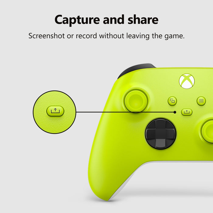Microsoft Xbox QAU-00021 Wireless Controller with 40-Hour Battery, Bluetooth & USB-C for Series X|S, PC, Mobile (Electric Volt) - New