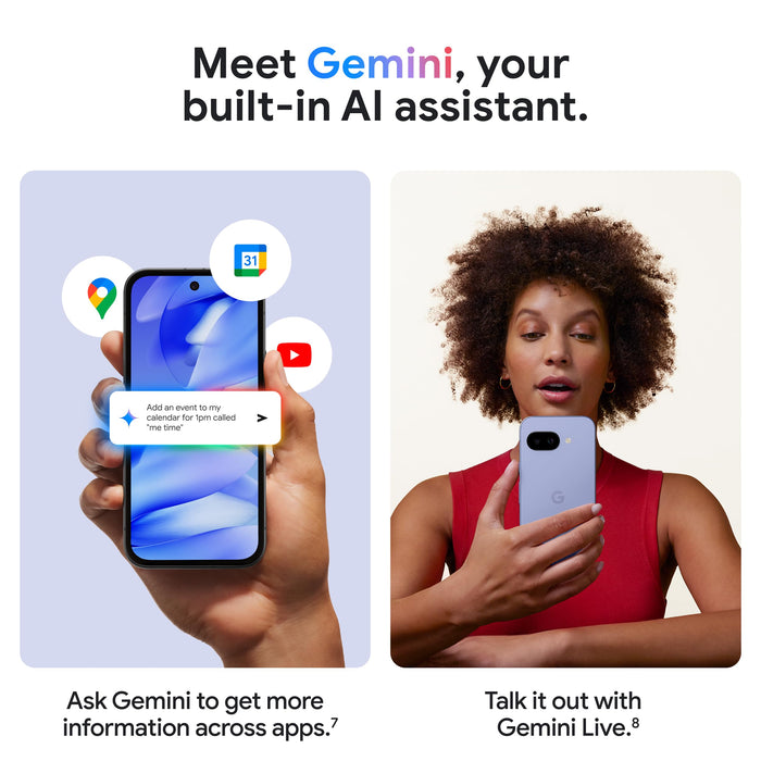 Google Pixel 9a with Gemini - Unlocked Android Smartphone with AI Camera, All-Day Battery, 7 Years Updates - 128GB (Porcelain) - New