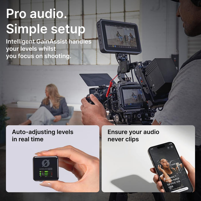 Rode Wireless PRO 2-Person Clip-On Wireless Microphone System with 32-bit Float Recording & Lavaliers (Black) - New