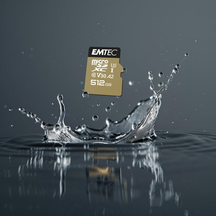 EMTEC V30 Speed in Pro ECMSDM256GXC10SP Micro SDXC Memory Card 256GB UHS-I U3 85MB/s Write Speed (Black/Gold) - New