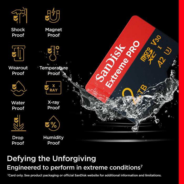 SanDisk Extreme PRO SDSQXCD-2T00 microSDXC UHS-I Memory Card 2TB 250MB/s Read 150MB/s Write for 4K 5K Recording (Black) - New