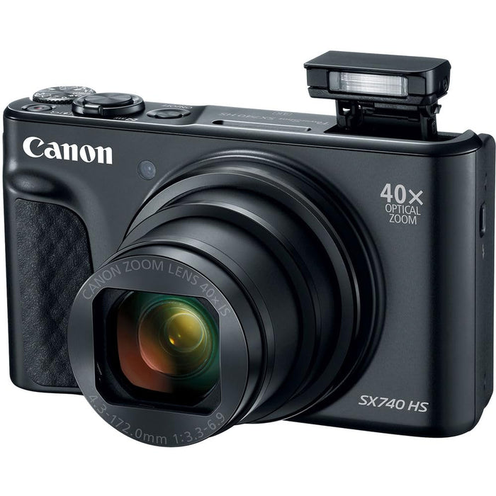 Canon PowerShot SX740 HS 20.3MP 40x Optical Zoom 4K UHD Digital Point-and-Shoot Camera with Wi-Fi & Bluetooth (Black) - New