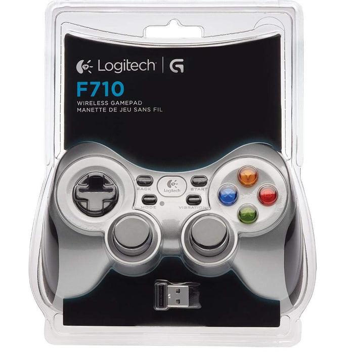 Logitech F710 Wireless Gaming Gamepad 2.4 GHz PC Controller with Dual Vibration Motors for Windows 7-11 (Silver) - New