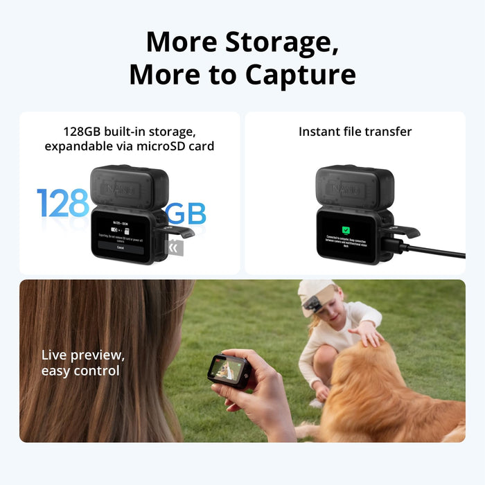 DJI Osmo Nano OW001 Action Video Camera 4K/60fps 1/1.3" CMOS Sensor 128GB Built-In Storage 143° Ultra-Wide Magnetic Mount 10m Waterproof (Black) - New