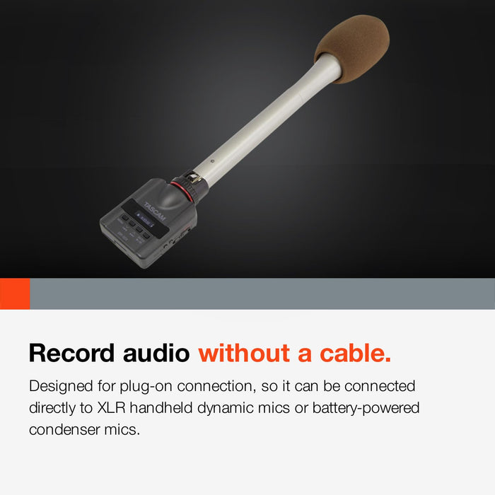 Tascam DR-10X Micro Plug-On Linear PCM Audio Recorder with XLR Connector for Handheld Microphones, Dual Recording & MP3/WAV Support (Black) - New