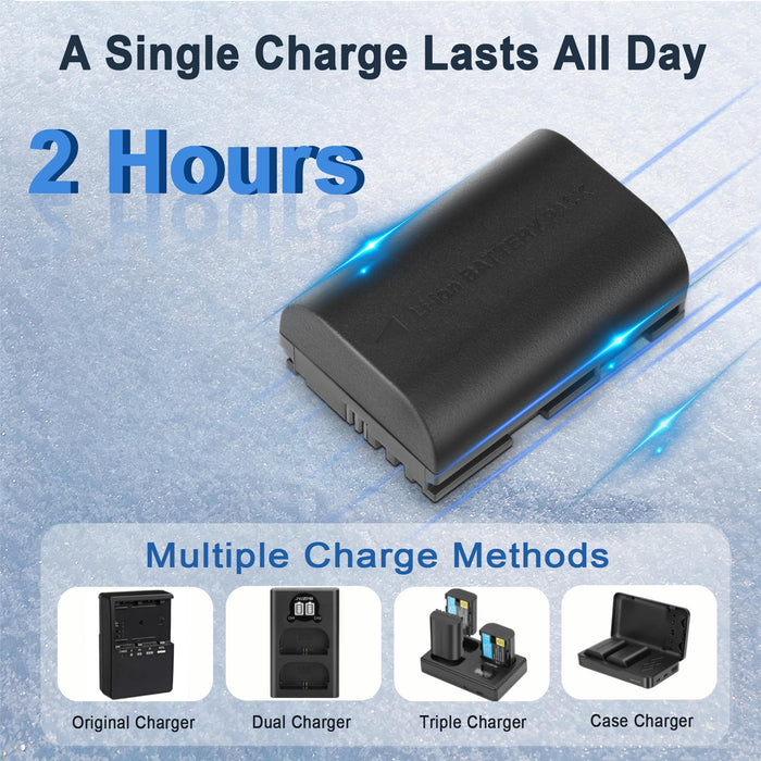 JYJZPB LP-E6P Rechargeable Lithium-Ion Camera Battery Pack 2300mAh for Canon EOS R5 Mark II R6 5D 6D 7D 60D 70D 80D 90D (Black) - New
