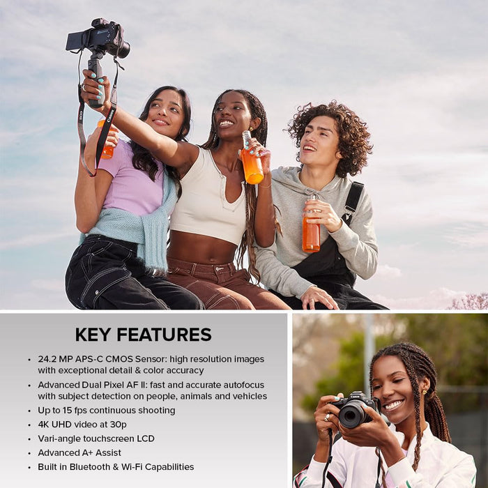 Canon EOS R50 Mirrorless Camera Dual Lens Kit 24.2MP APS-C Sensor 4K Video RF-Mount 18-45mm 55-210mm (White) - New