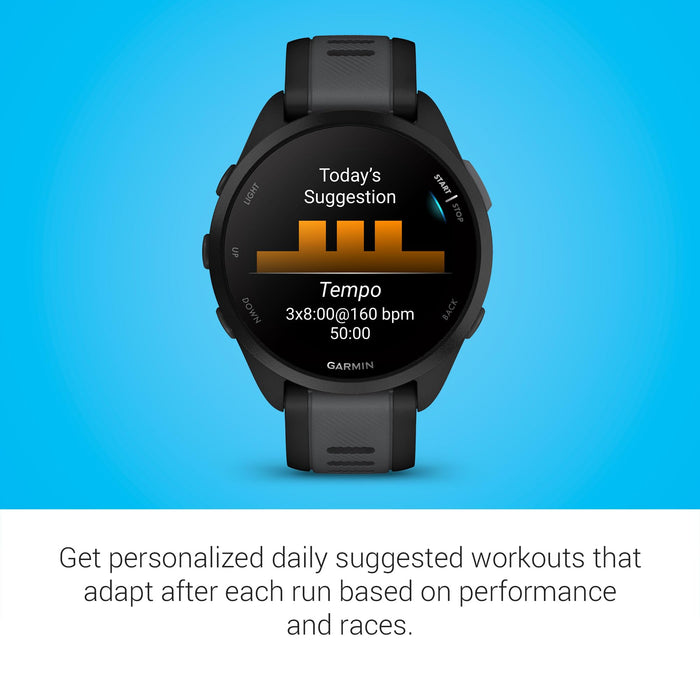 Garmin Forerunner 165 Music GPS Running Smartwatch with AMOLED Touchscreen, 11-Day Battery Life, Heart Rate Monitor & Training Plans (Black) - New