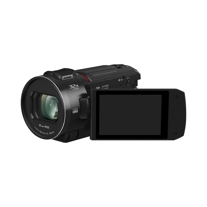 Panasonic VX3 4K Camcorder, Lightweight Video Camera with 24x Zoom, F1.8 Lens, 5-Axis HYBRID O.I.S+ (Black) - New
