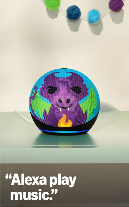 Amazon Echo Dot Kids (newest model), Smart Speaker with Alexa+ for Age-Appropriate Audiobooks, Interactive Games & Learning, Dragon Design - New