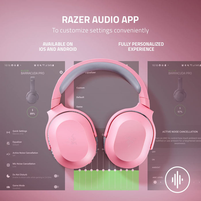 Razer Barracuda X Wireless Gaming Headset with 40mm Drivers, 50Hr Battery, Bluetooth & 2.4GHz, Multi-Platform (Quartz Pink) - New