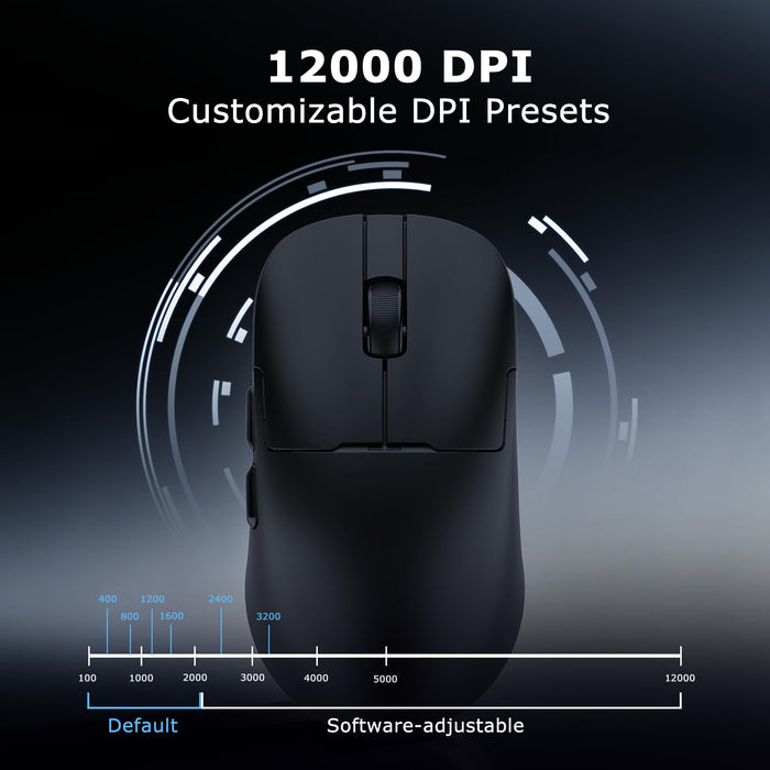 Ajazz AJ159P MC Dual-Mode Wireless Bluetooth + Wired Ergonomic Gaming Mouse 56g Lightweight 12000 DPI PAW3311 Sensor USB-C Rechargeable with Magnetic Charging Dock 6 Programmable Buttons (White) - New