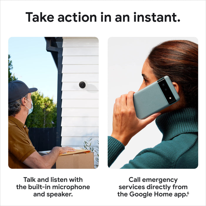 Google Nest Cam Outdoor or Indoor Battery 2nd Generation Wire-Free Security Camera 2-Pack (White) - New