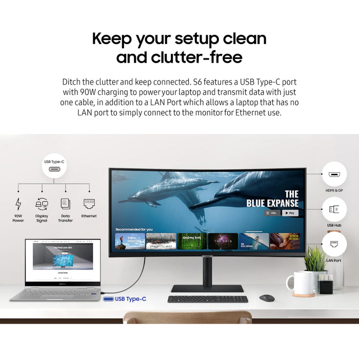 Samsung ViewFinity S6 S34A654UBN 34" Curved Monitor - Image 6
