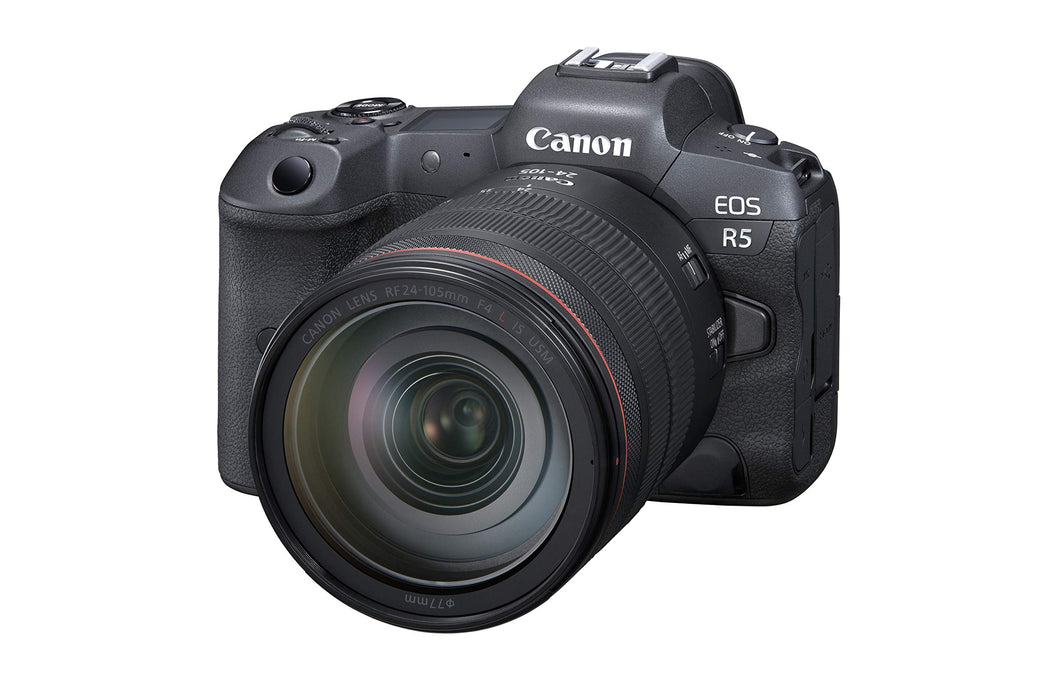 Canon EOS R5 Mirrorless Camera with RF 24-105mm f/4L IS USM Lens Kit, 45MP Full-Frame Sensor, 8K Video, Dual Pixel CMOS AF II (Black) - New