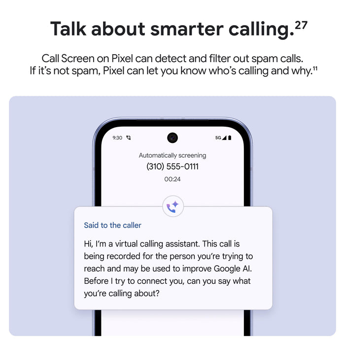 Google Pixel 9a with Gemini - Unlocked Android Smartphone with AI Camera, All-Day Battery, 7 Years Updates - 128GB (Porcelain) - New