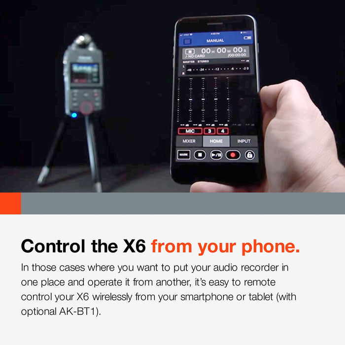 Tascam PORTACAPTURE X6 6-Track Multitrack Field Recorder with 32-Bit Float, 96 kHz Recording, 2.4" Touchscreen, Dual XLR Inputs (Black) - New