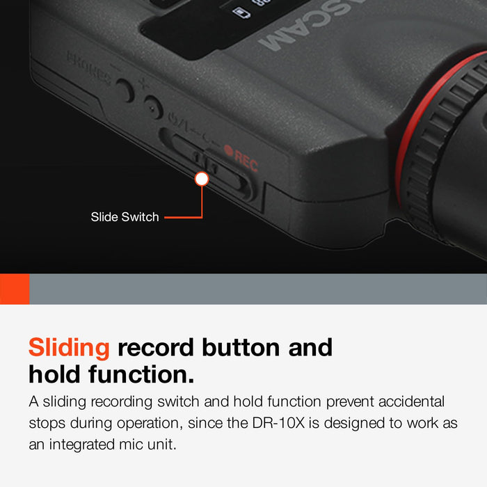 Tascam DR-10X Micro Plug-On Linear PCM Audio Recorder with XLR Connector for Handheld Microphones, Dual Recording & MP3/WAV Support (Black) - New