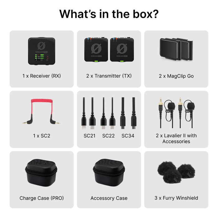 Rode Wireless PRO 2-Person Clip-On Wireless Microphone System with 32-bit Float Recording & Lavaliers (Black) - New