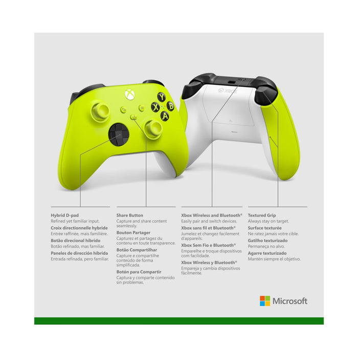 Microsoft Xbox QAU-00021 Wireless Controller with 40-Hour Battery, Bluetooth & USB-C for Series X|S, PC, Mobile (Electric Volt) - New