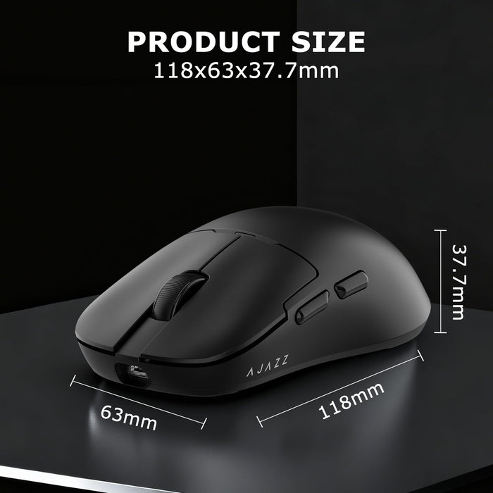 Ajazz AJ159P MC Dual-Mode Wireless Bluetooth + Wired Ergonomic Gaming Mouse 56g Lightweight 12000 DPI PAW3311 Sensor USB-C Rechargeable with Magnetic Charging Dock 6 Programmable Buttons (White) - New