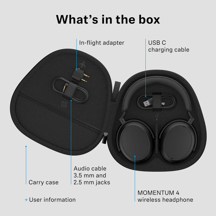 Sennheiser Momentum 4 Wireless Over-Ear Headphones with ANC, 60-Hour Battery, 42mm Transducers (Denim) - Used (Like New)