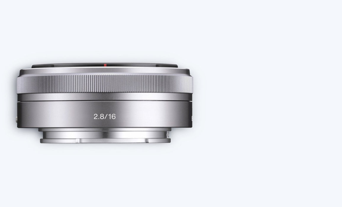 Sony SEL16F28 E Mount - APS-C 16mm F2.8 Prime Lens - Silver