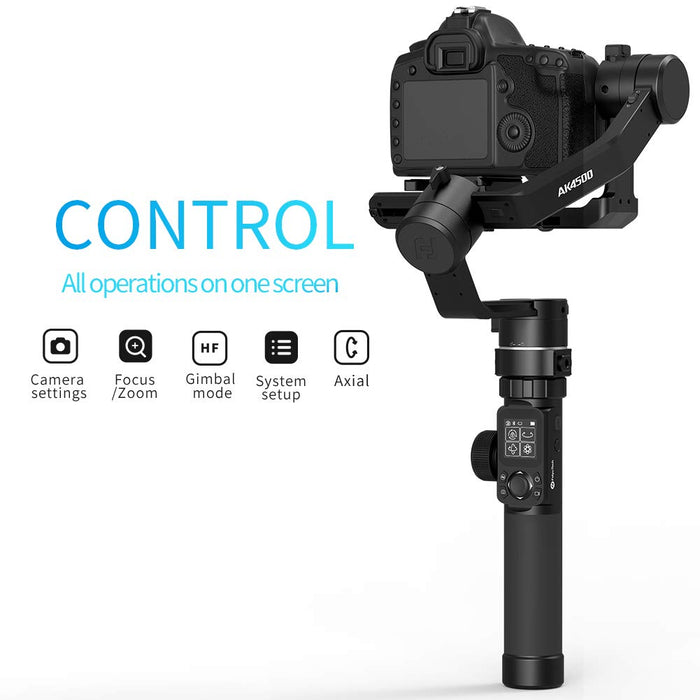 FeiyuTech Official AK4500 Camera Stabilizer 3-Axis Handheld Gimbal for Sony/Canon/Panasonic/Nikon Payload - Black