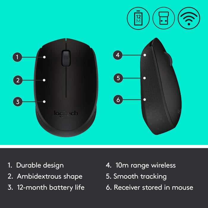 Logitech M171 Wireless Optical Mouse - Black