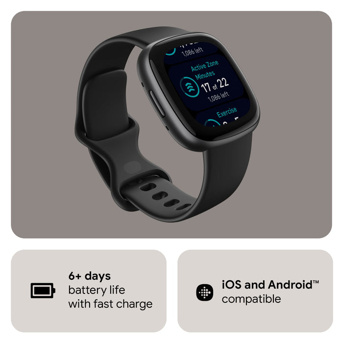 Fitbit Versa 4 GPS Smartwatch (Black / Graphite Aluminium) - 7