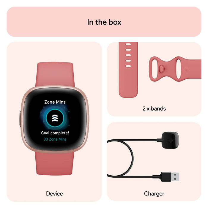 Fitbit Versa 4 GPS Smartwatch (Pink Sand/ Copper Rose Aluminium) - 7