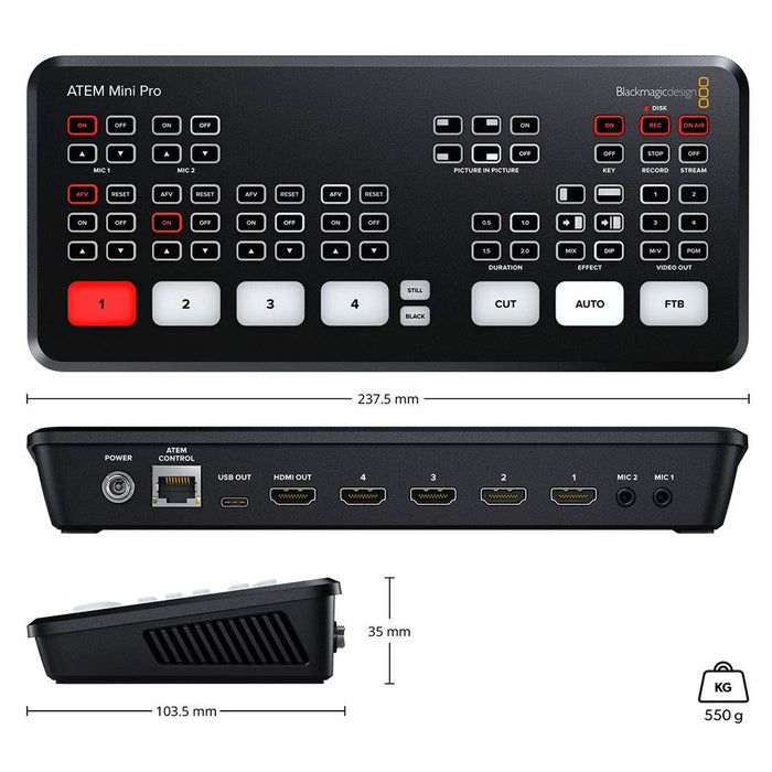 Blackmagic Design ATEM Mini Pro HDMI Live Stream Switcher - Black