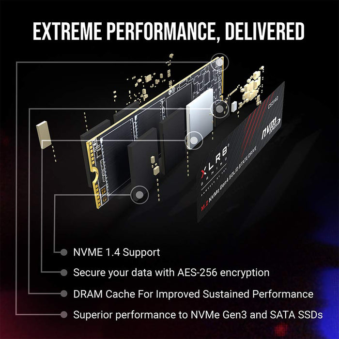 PNY XLR8 CS3140 2TB M.2 NVMe Gen4 x4 Internal Solid State Drive (SSD)