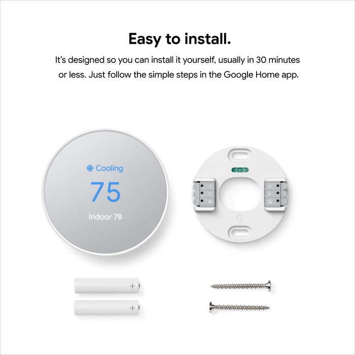 Google Nest Thermostat - Smart Thermostat for Home - Programmable WiFi Thermostat - Silver
