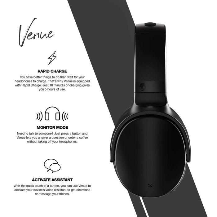 Skullcandy Venue ANC Wireless Active Noise Canceling Over-Ear Headphones - Black