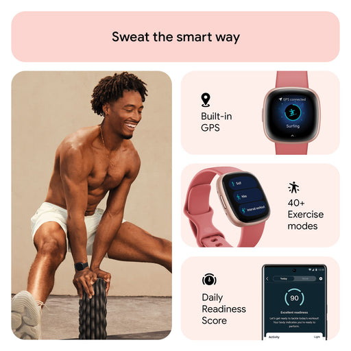 Fitbit Versa 4 GPS Smartwatch (Pink Sand/ Copper Rose Aluminium) - 2