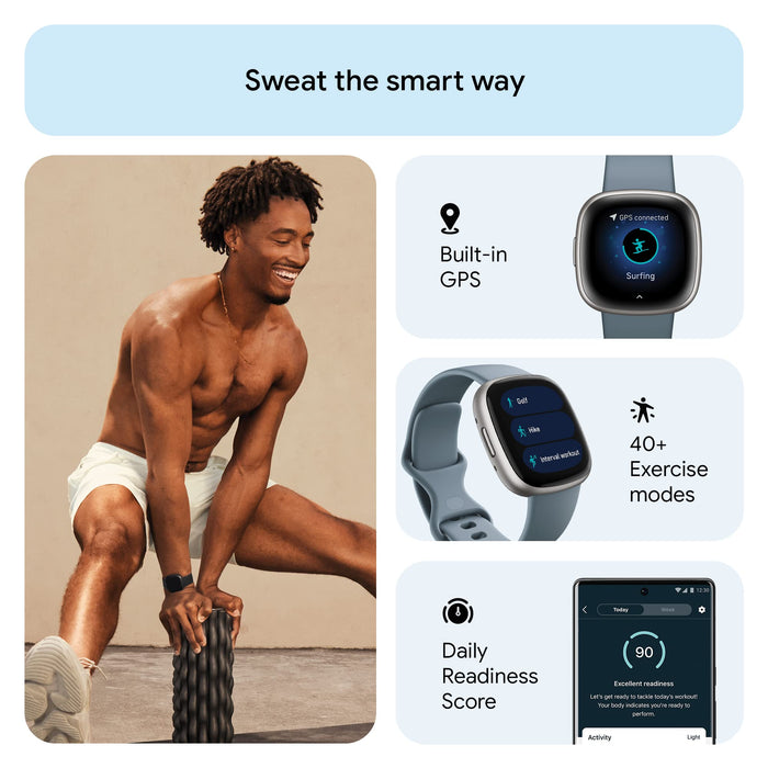 Fitbit Versa 4 Fitness Smartwatch with Daily Readiness, GPS, 24/7 Heart Rate - Blue