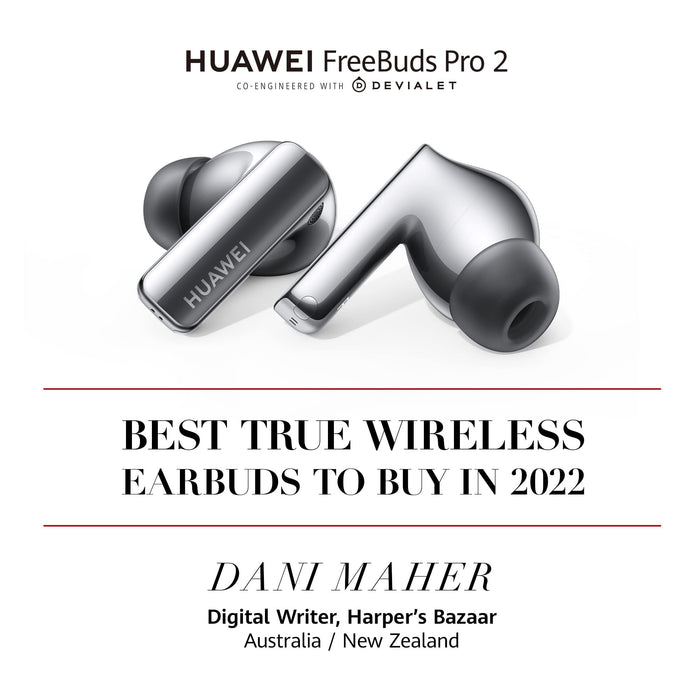 Huawei FreeBuds Pro 2 - Hi-Res Dual Sound, Up to 30-Hour Battery - Silver