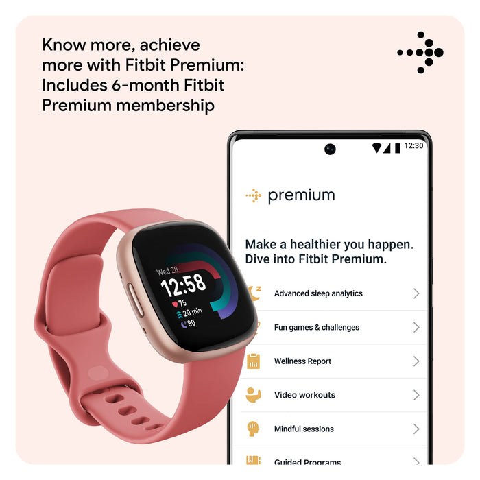Fitbit Versa 4 GPS Smartwatch (Pink Sand/ Copper Rose Aluminium) - 8