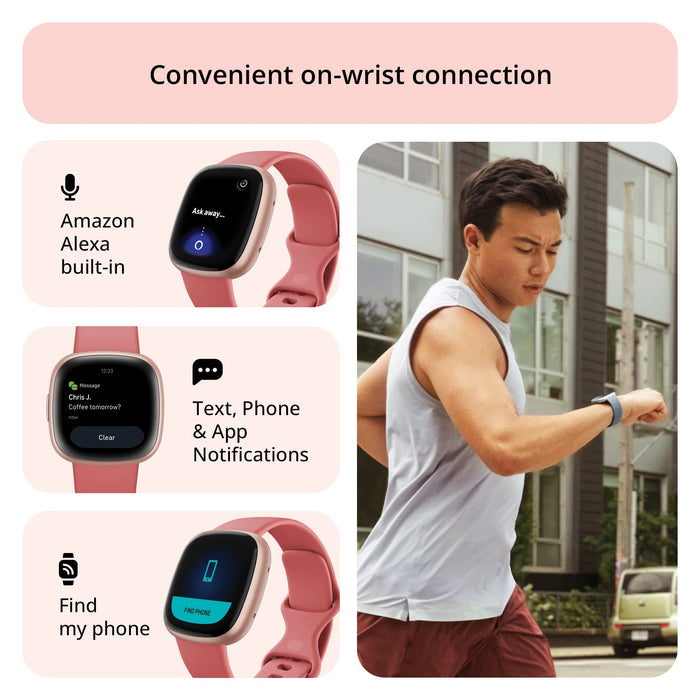 Fitbit Versa 4 GPS Smartwatch (Pink Sand/ Copper Rose Aluminium) - 5