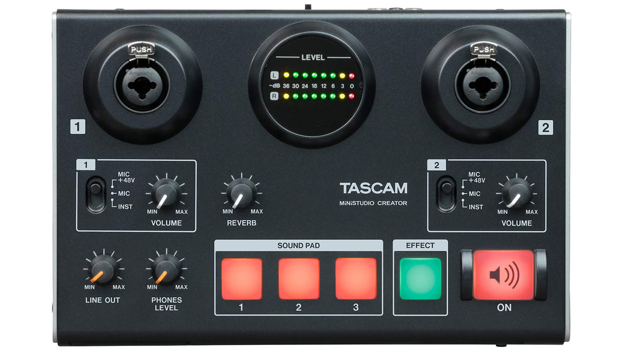 Tascam MiniStudio Creator USB Podcasting Broadcast Interface - Black