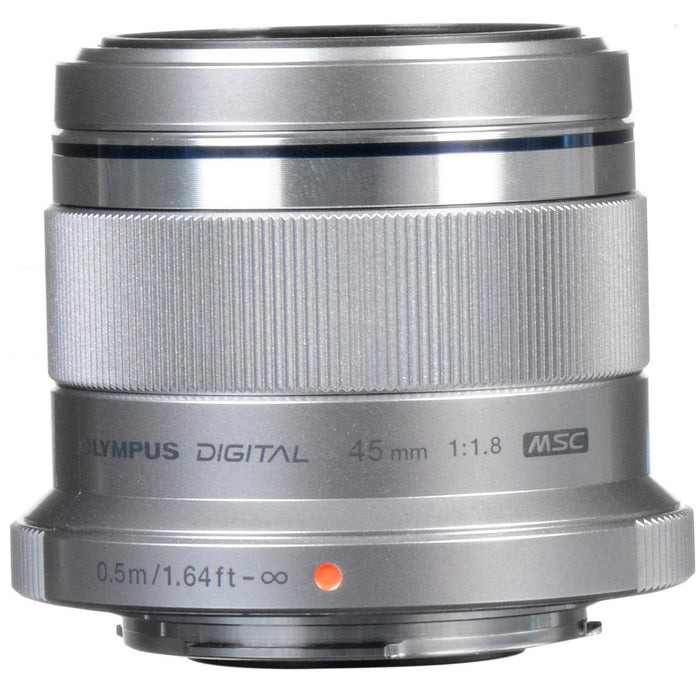 Olympus M. Zuiko Digital ED 45mm f1.8 Lens for Olympus and Panasonic Micro 4/3 Cameras - Silver