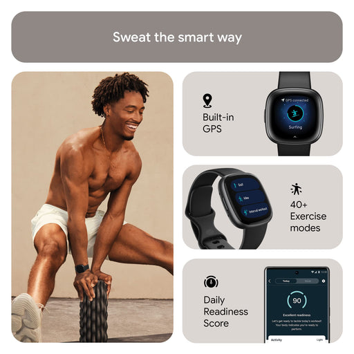 Fitbit Versa 4 GPS Smartwatch (Black / Graphite Aluminium) - 2