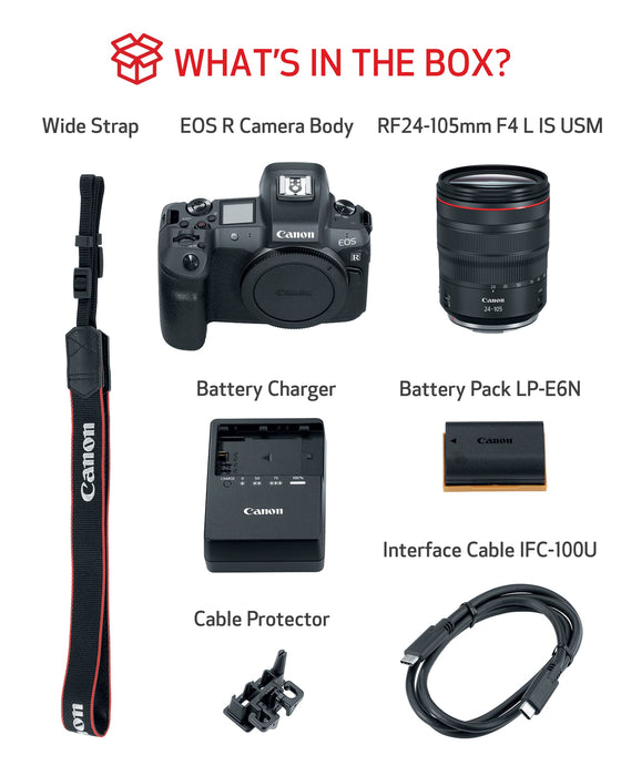 Canon EOS R RF 24-105mm F4 L is USM Lens Kit - Black