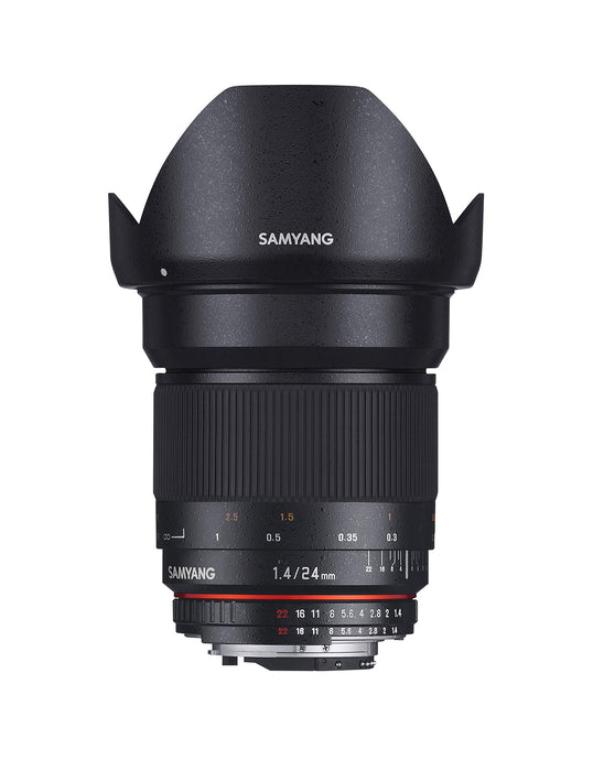 Samyang 24mm F1.4 Wide Angle Lens for Nikon with Auto Aperture and Auto Exposure - Black