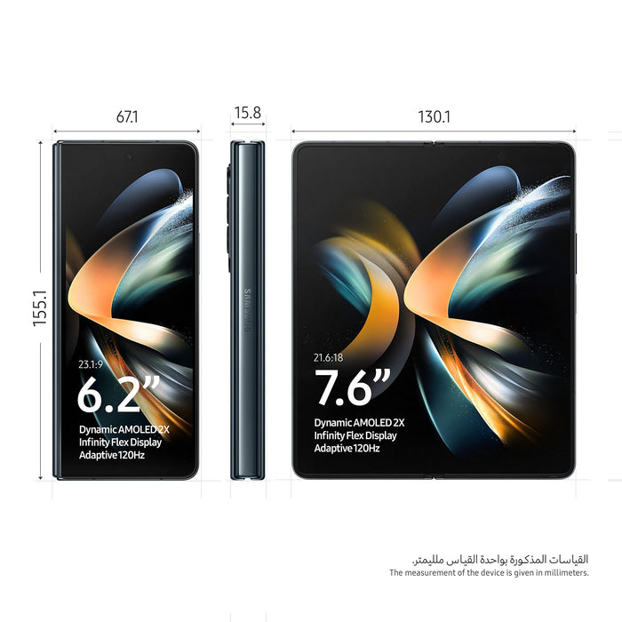 SAMSUNG Galaxy Z Fold4 Dual SIM Mobile Phone Android Folding Smartphone 256GB, Graygreen UAE Version, 256 GB