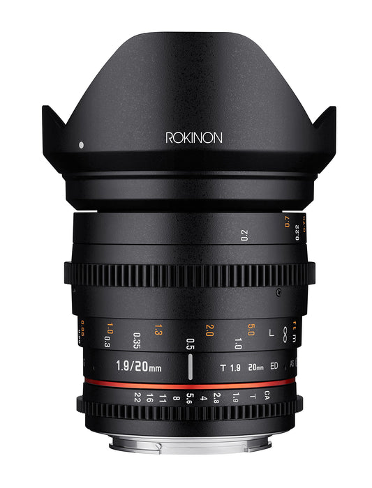 Rokinon 20-20mm f/1.9-22 T1.9 AS ED UMC Cine DS Wide Angle Lens for Canon, Black