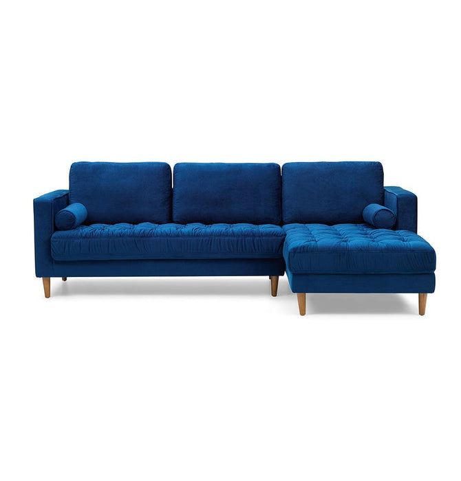 Bente Tufted Velvet Sectional Sofa - Blue-1