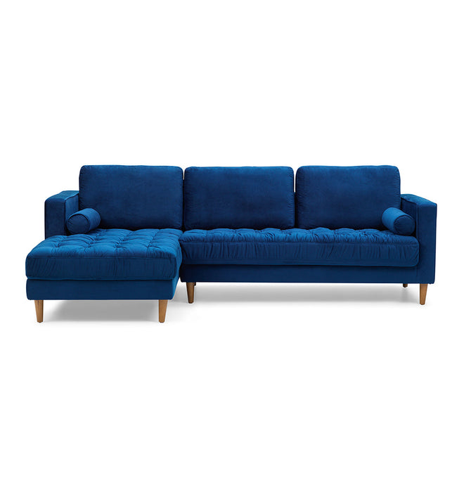 Bente Tufted Velvet Sectional Sofa - Blue-0